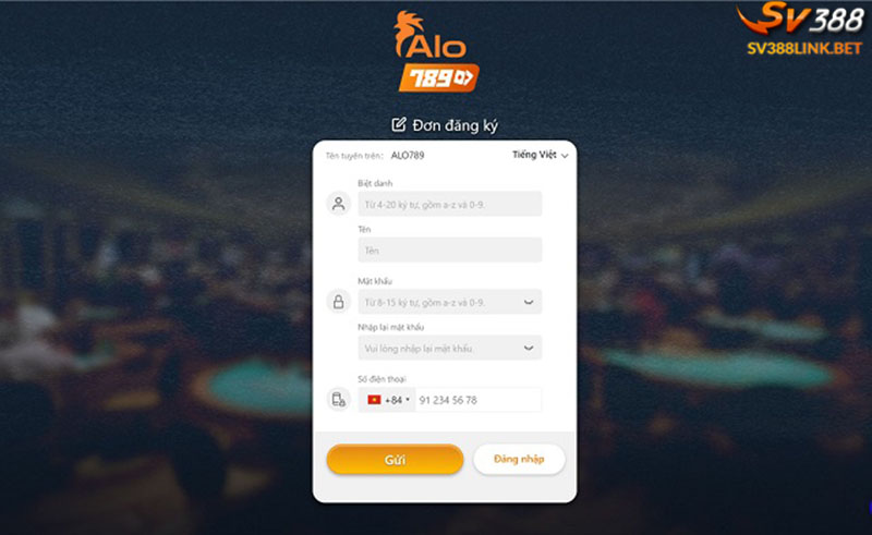 Biểu mẫu đăng ký Alo789