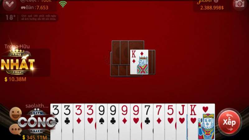 Lối chơi bài tiến lên miền Nam cực đơn giản