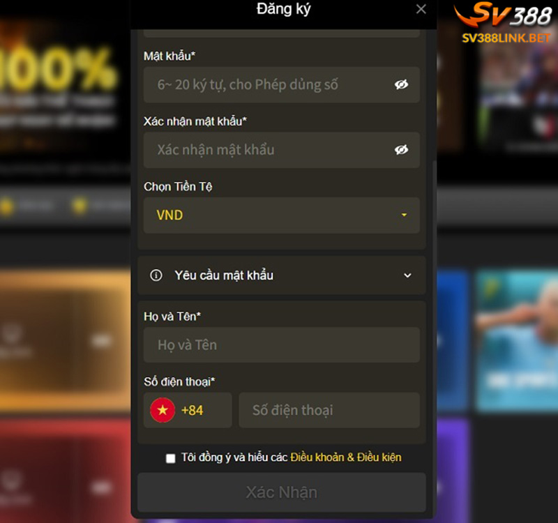 Điền thông tin theo hướng dẫn đăng ký Bj88