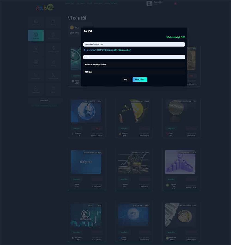 Nhấn hoàn thành để tiền chuyển vào tài khoản nhanh chóng