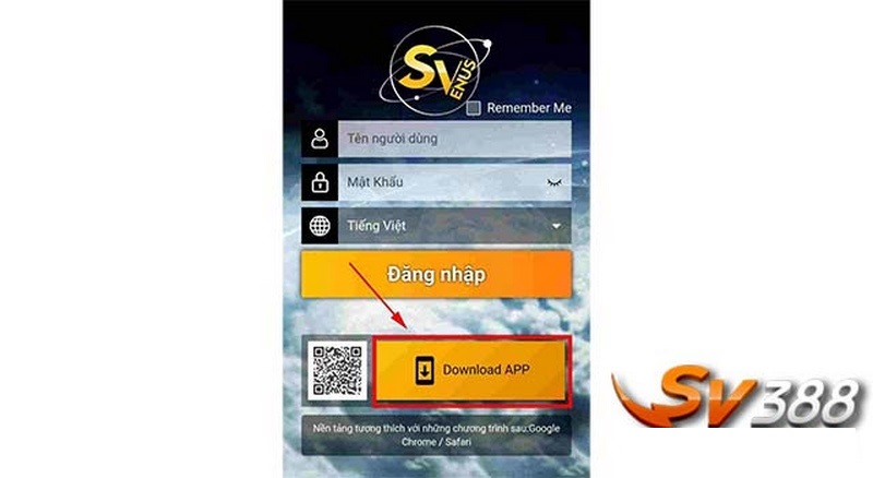 Người chơi có thể tải áp SV388 về điện thoại di động chạy hệ điều hành IOS và Android
